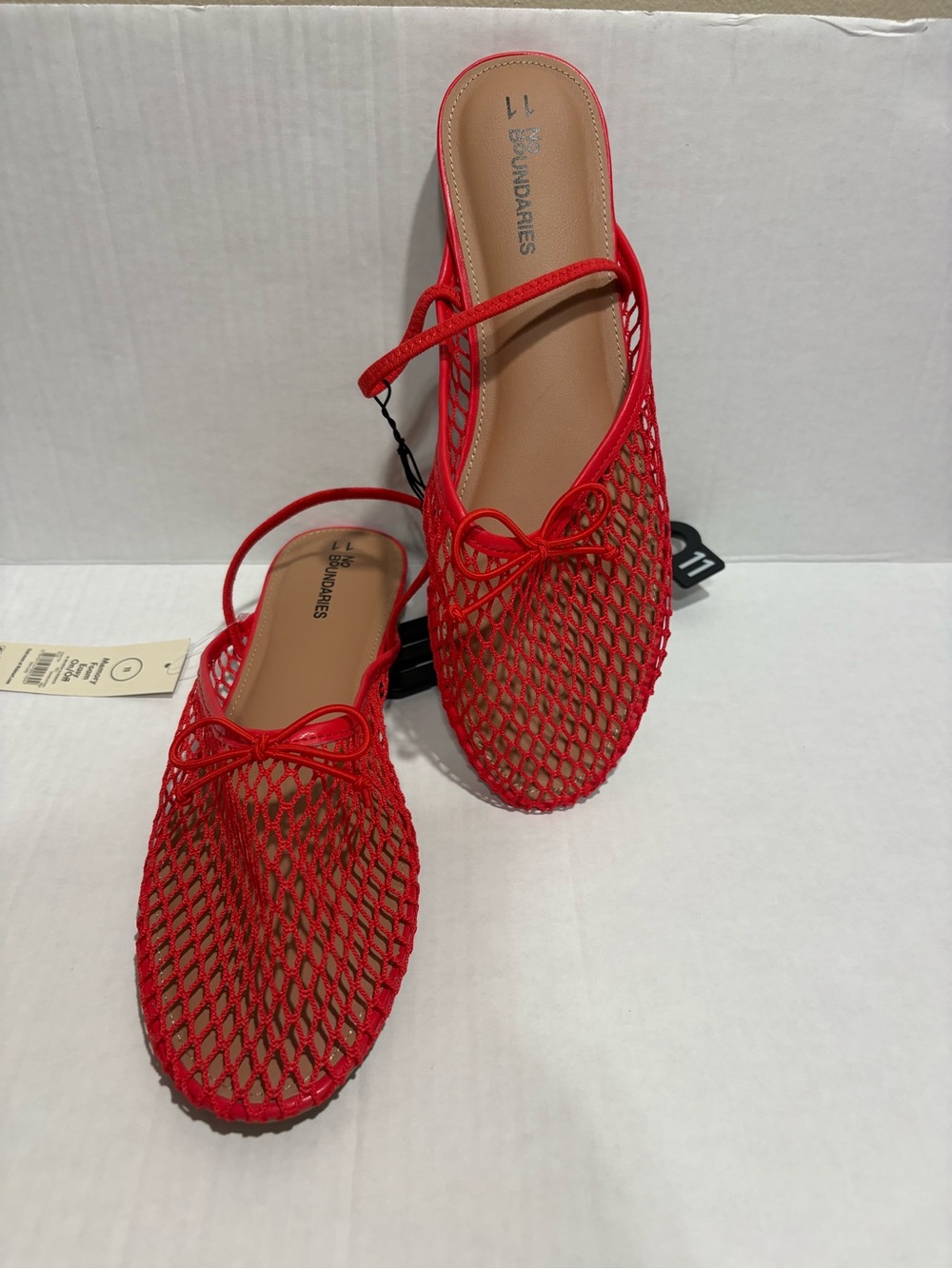 Madewell Red Mesh Bow-Tie Slip-On Mules